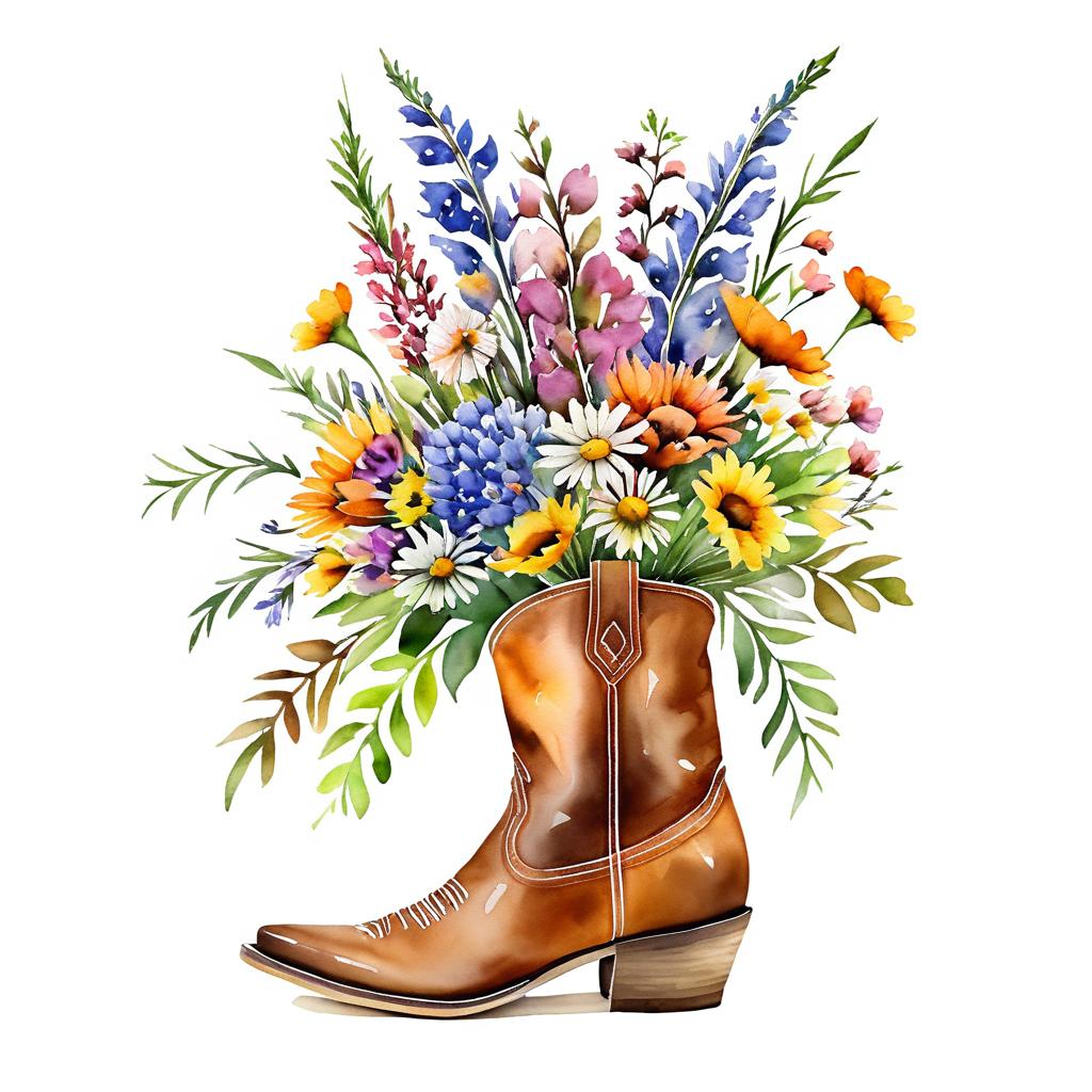 Elegant Boho Floral Arrangement in Boot