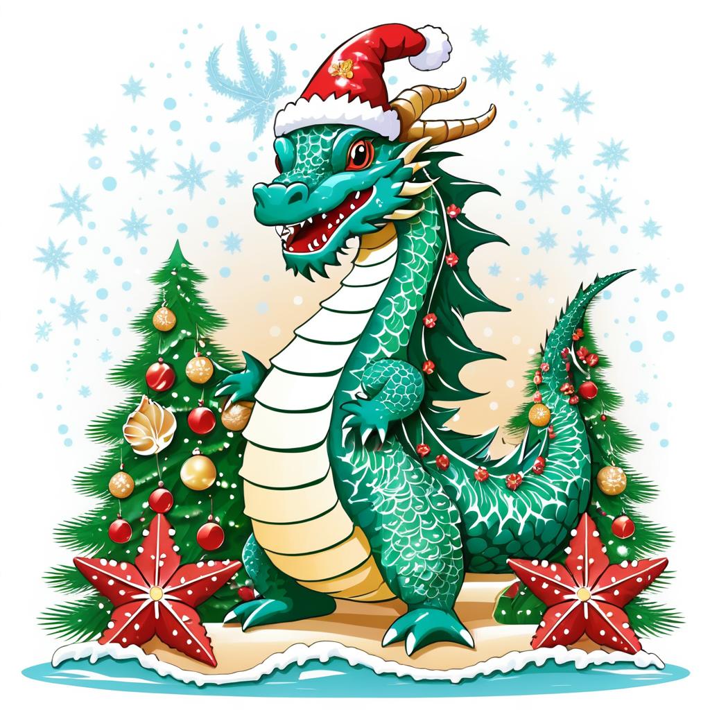 Whimsical Dragon Holiday T-Shirt Design