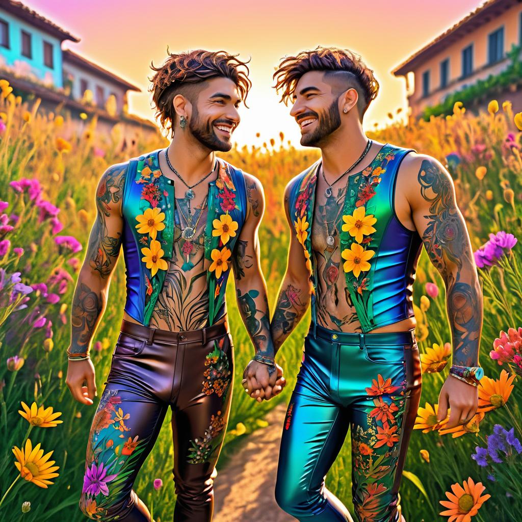 Vibrant Anime Brothers in Wildflowers