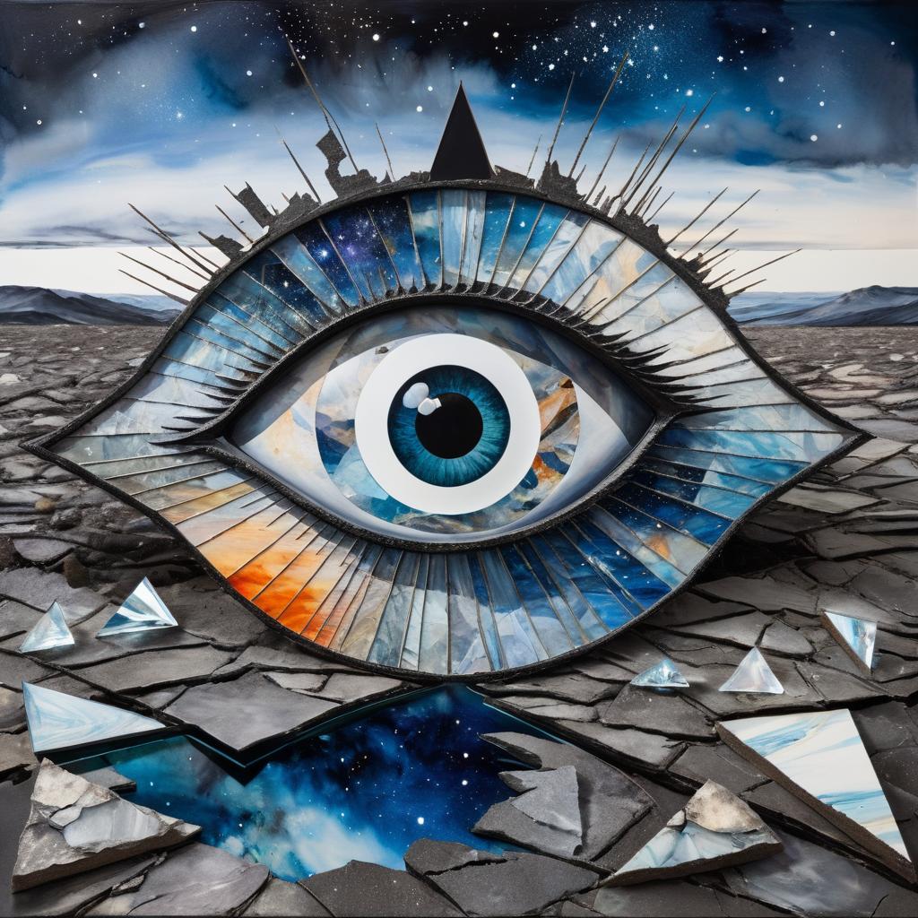 Surreal Cosmic Eye Painting with Shards