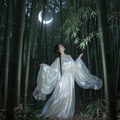 Ethereal Bamboo Ghost in Moonlight