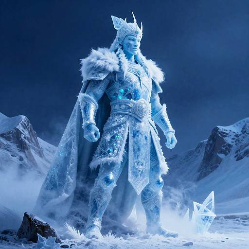 Frozen Warrior Ice Painting Realism