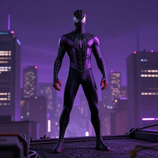 Cyberpunk Spider Man Heroic Pose