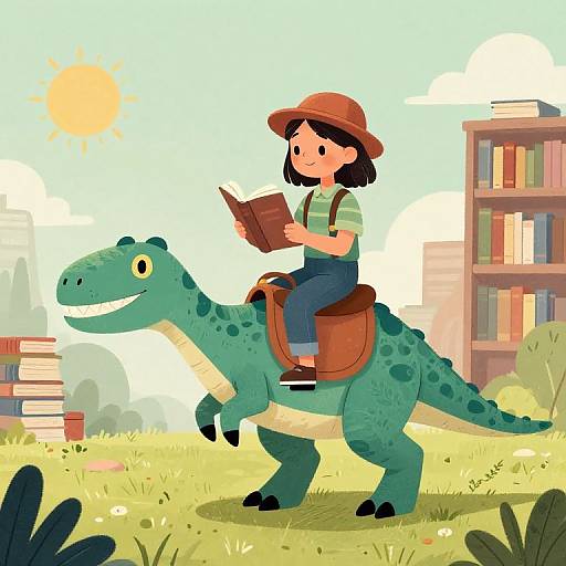 Librarians on Velociraptors in Surreal World