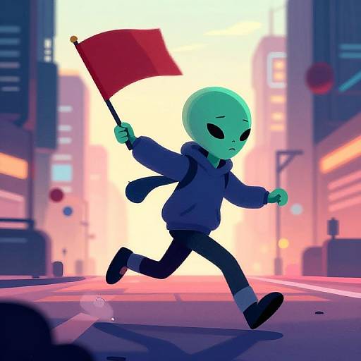 Sad Alien Riot in Cyberpunk City