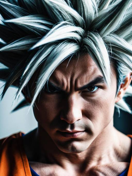 Man in Goku Super Saiyan Costume Close-up