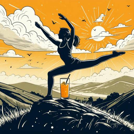 Woman Practicing Yoga on Hilltop Illustration