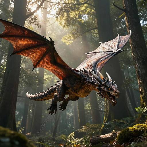 Realistic Wyvern Soaring at Dawn