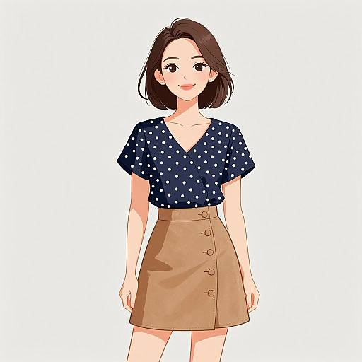 Smiling Woman in Casual Chic Outfit