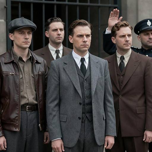1940s Group Portrait with Unique Attire