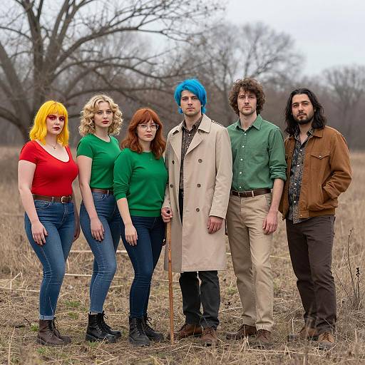 Group of Young People Standing Outdoors