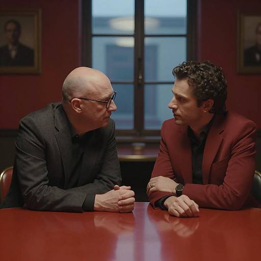 Intense Conversation in a Red Room