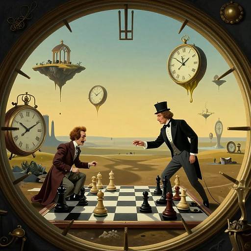 Surreal Dreamscape Inside Giant Clock