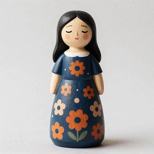 Folk Art Wooden Woman Figurine