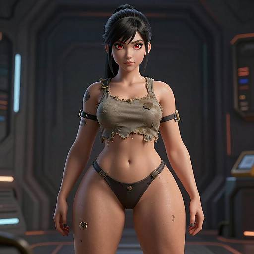 Futuristic Athletic Woman Portrait Render