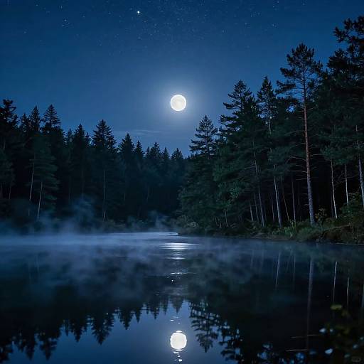 Serene Moonlit Lake at Night