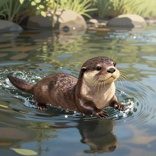 Playful Baby Otter by Riverbank