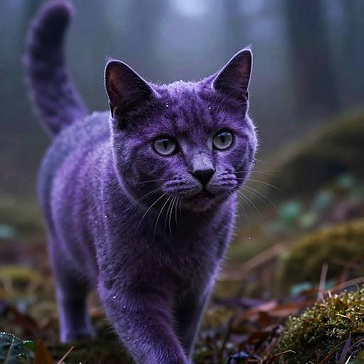 Purple Cat in Enchanted Forest