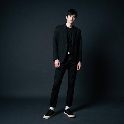 Slim Male Model in Black Indie Fashion