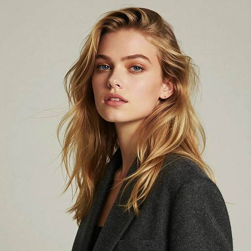 Blond Woman with Flowing Hair in Fashion Editorial