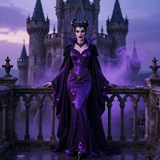 Villainess Violet on Gothic Balcony