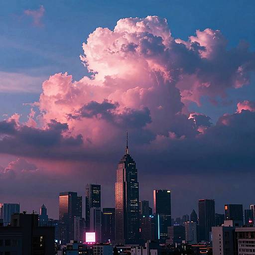 Surreal Cyberpunk Cityscape at Dusk