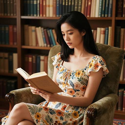 Hyper-realistic Portrait of Woman Reading