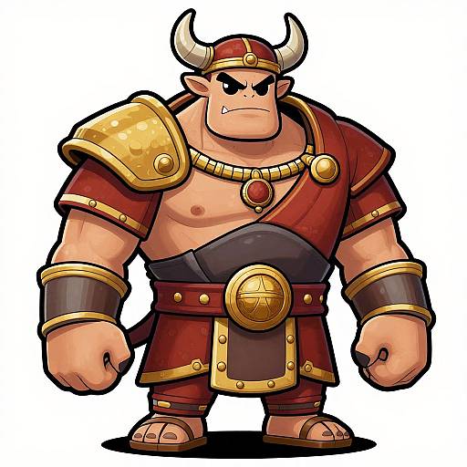 Kawaii Style Minotaur Warrior in Ancient Roman Armor