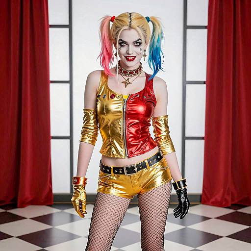 Photorealistic Harley Quinn in Gold Costume