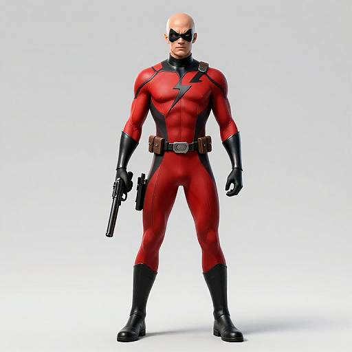 Red and Black Lightning Superhero