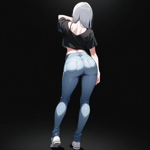 Elegant Lady with Silver Hair in Edgy Attire Elegant Lady with Silver Hair in Edgy Attire