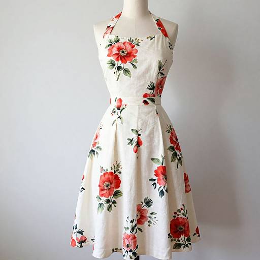 1950s Vintage Floral Halter Dress
