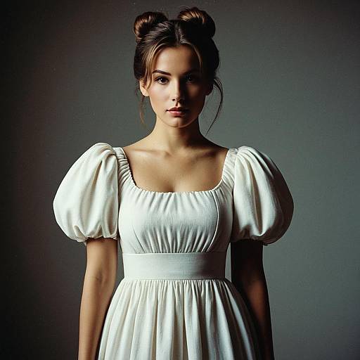 Elegant Woman in White Dress Portrait