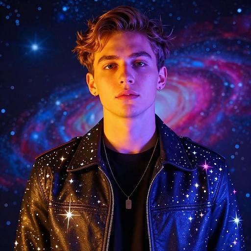 Electric Portrait with Star-Studded Jacket