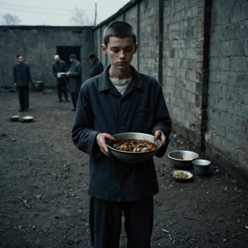 Gloomy Prison Scene with Young Inmate