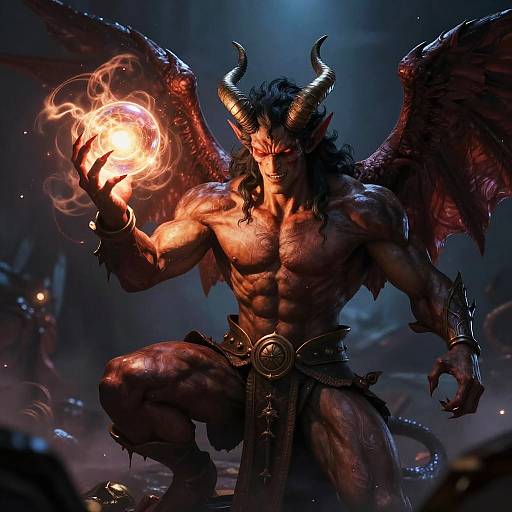 Muscular Demon with Glowing Orb