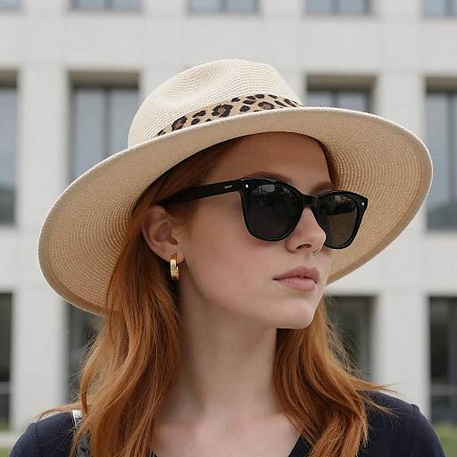 Chic Woman in Sunhat and Sunglasses