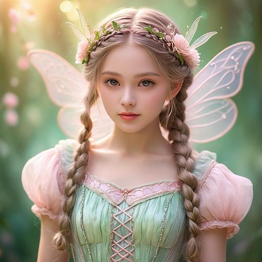 Whimsical Young Girl in Pastel Fairy Costume