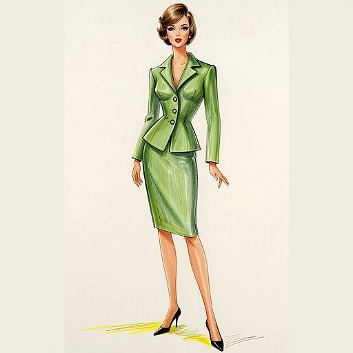 1960s Elegant Pierre Cardin Fashion Croquis