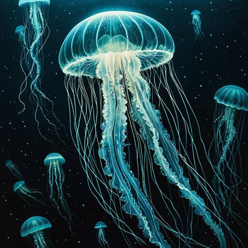 Ethereal Bioluminescent Jellyfish Underwater