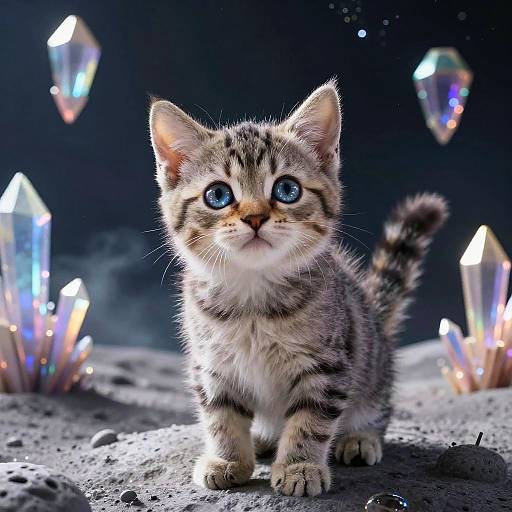 Whimsical Extraterrestrial Kitten on Alien Moon