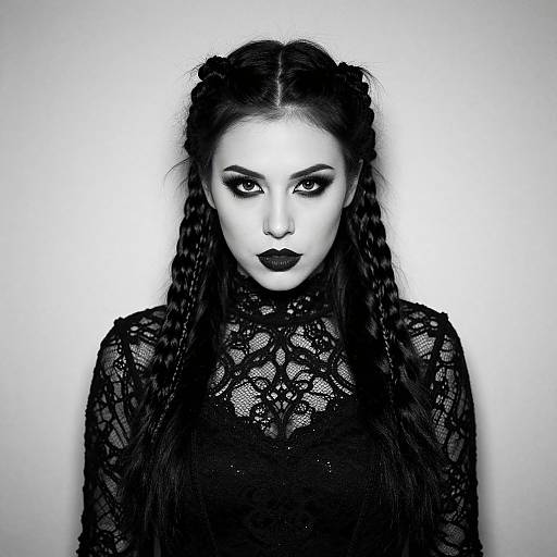 Gothic Woman in High-Contrast Black-and-White