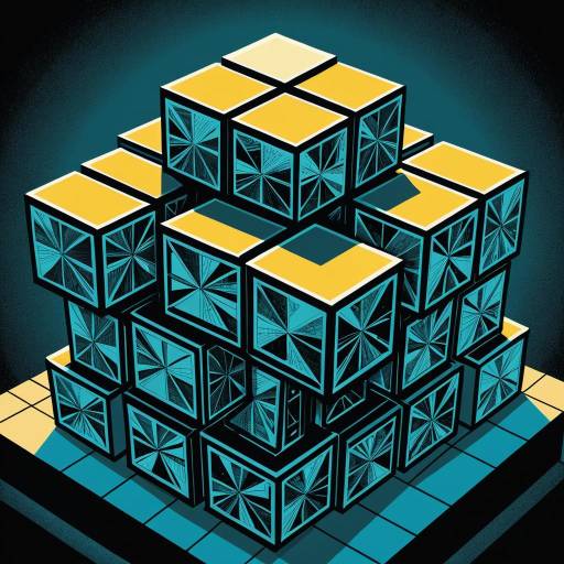 Escher-Inspired Layered Cubes Graphic