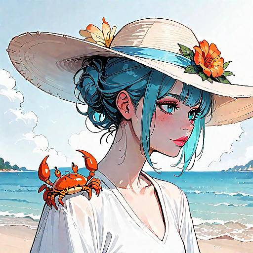 Anime Style Crab on Beach
