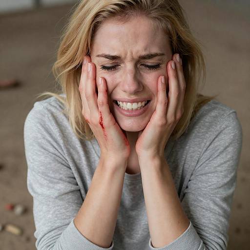 Intense Portrait of a Distressed Woman