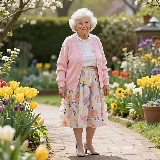 Charming Granny in Spring Garden