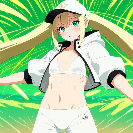 Illustration of Artoria caster (swimsuit) (first ascension) (fate), fate (series) in the style of Nyororiso (muyaa)