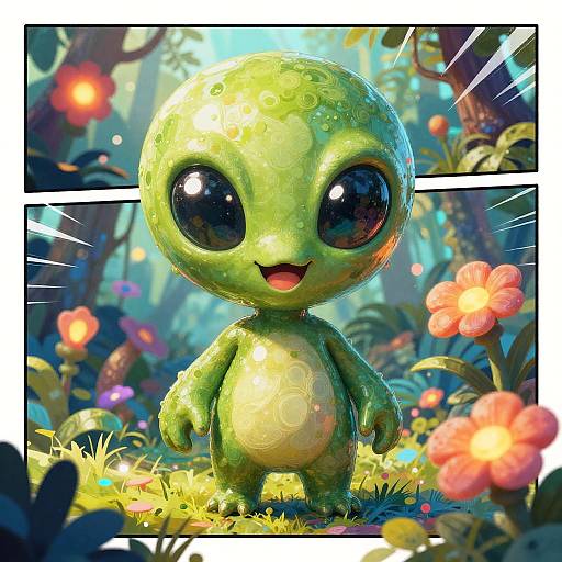 Cheerful Chibi Alien Gardener