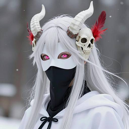 Androgynous Figure in Ethereal Winter Scene