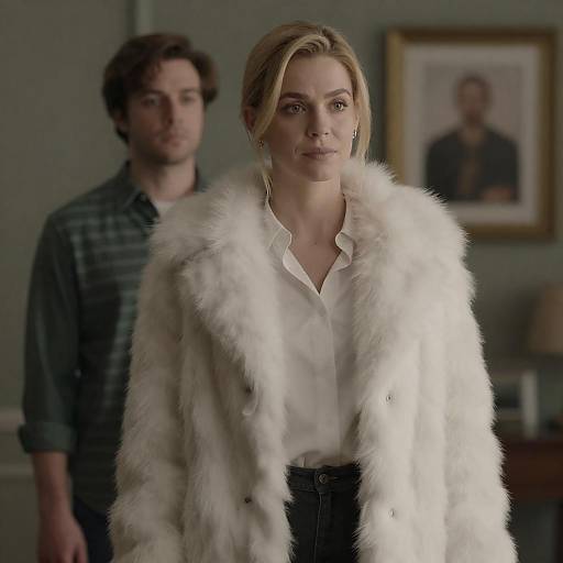 Blonde Woman in White Fur Coat